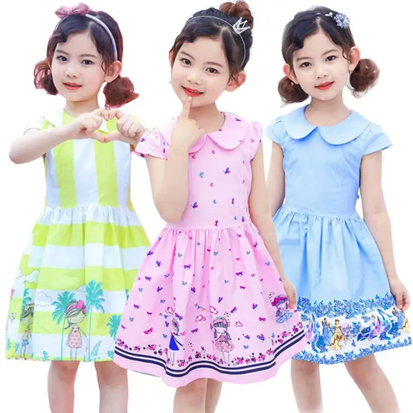 

Girls summer dress 2-11T baby girls cute dress kids cartoon party deresses children princess animal flowers knee-length outwear
