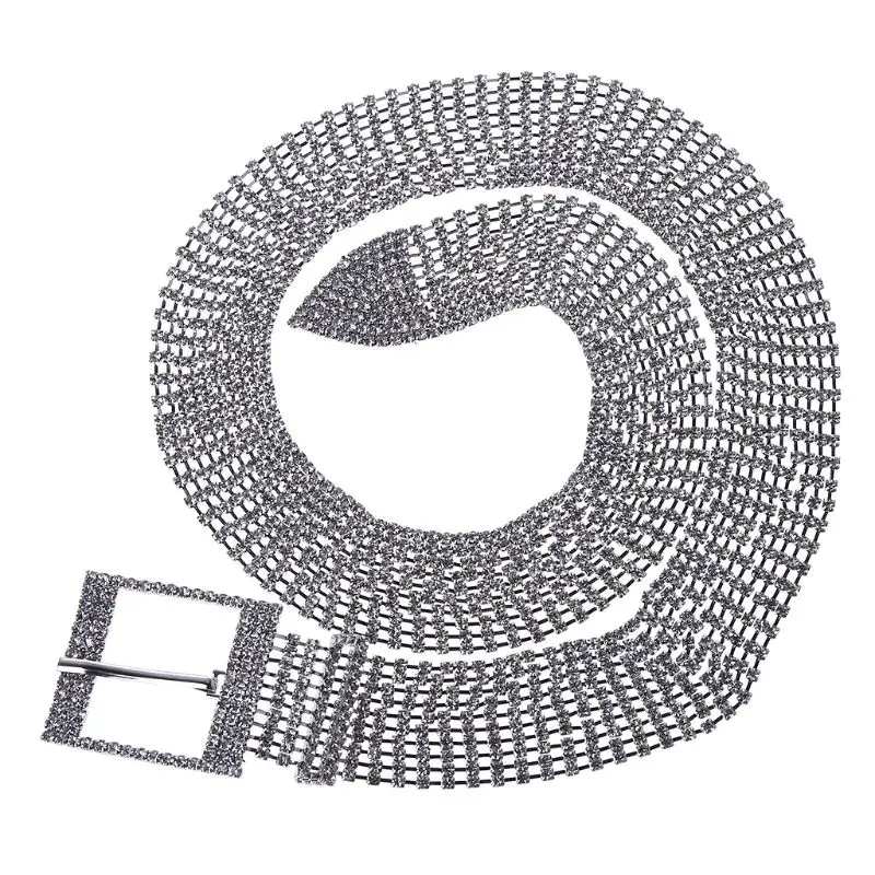 

Women Shiny Waist Chain Bling Crystal Diamond Waistband Glitter Rhinestone Casual Party Dress Clothing Belt Decor