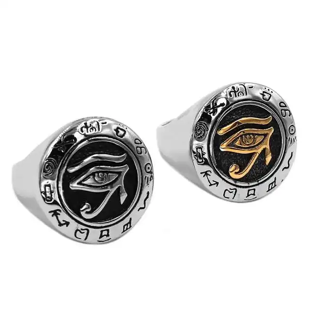 Egyptian Eye of Horus Ra Udjat Talisman Ring Stainless Steel