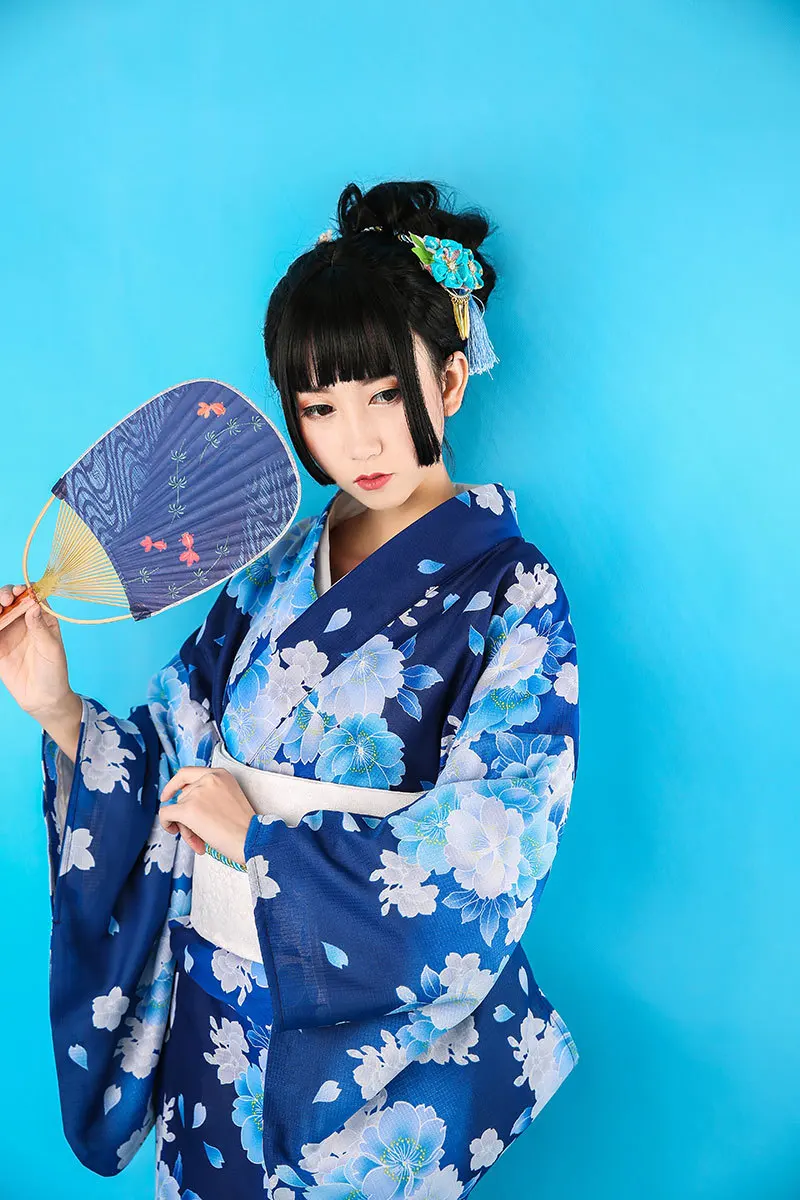 Женское японское традиционное кимоно с Obi винтажное женское вечернее кимоно платье японское кимоно Цветок юката халаты A60605