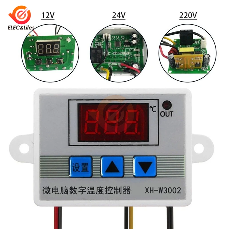 

XH-W3002 DC 12V 24V AC 110V 220V LCD Digital Thermostat Temperature Controller W3002 Temp Sensor Meter Heater Cooler Thermometer