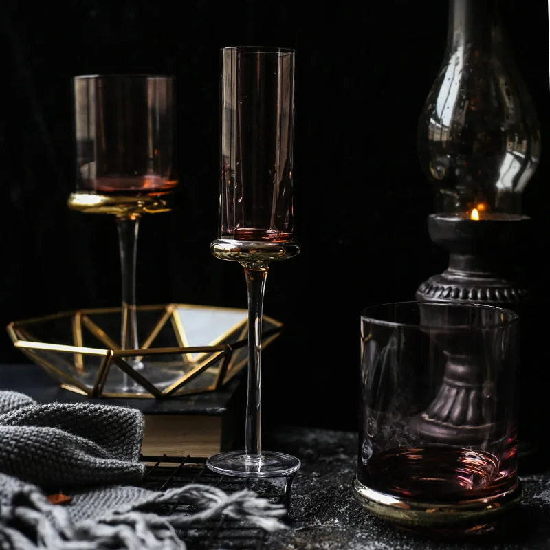 

European gold-plated goblet wine champagne glass aromatherapy candlestick candle cups decorations glass