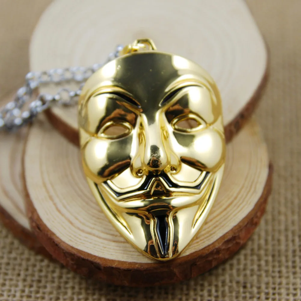 

Movie Jewelry V For Vendetta ANONYMOUS Mask Exaggerated Hacker Mask necklaces Trendy Jewelry For Men And Women