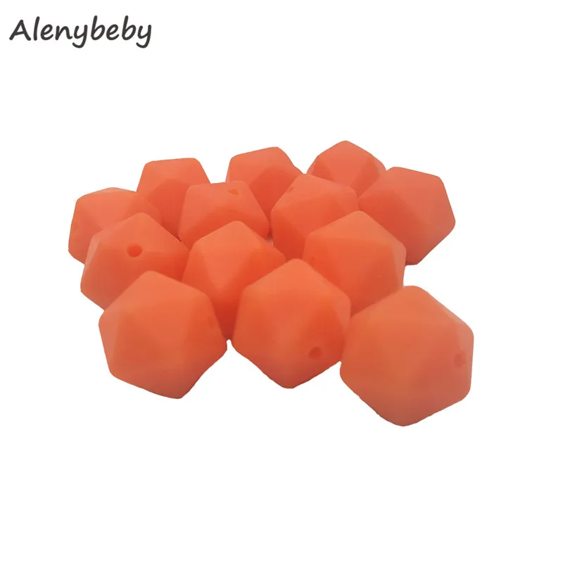 50pc 17mm Silicone Teether Beads Safe Icosahedron Shaped Candy Mix Color Teething Silicone Bead Toy BPA Free DIY Necklace Making - Цвет: Salmon