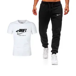 2019 летний горячий мужской костюм футболка + брюки из двух частей повседневная спортивная одежда новая мужская Повседневная футболка