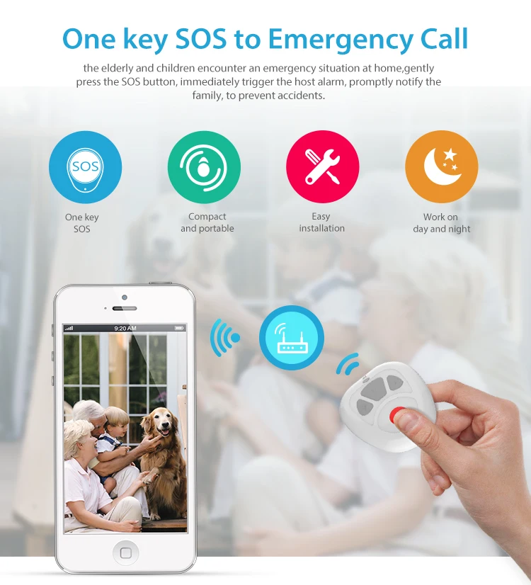 SmartYIBA Z Wave 4 ключа SOS Кнопка тревоги смартфон приложение дистанционное управление один ключ SOS кнопка аварийного вызова домашний автоматический сенсор
