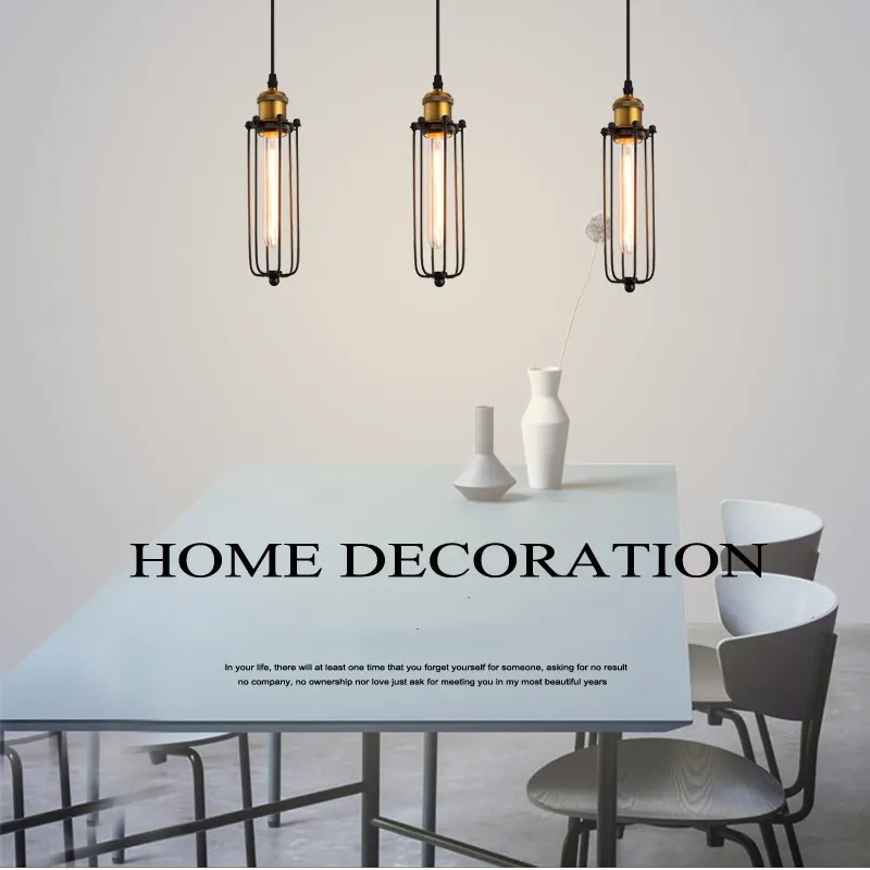 

lamparas de techo colgante moderna Lustres led Iron Cage Hanging Pendant Lamp 110V-220V E27 For Dining Room Light Fixtures