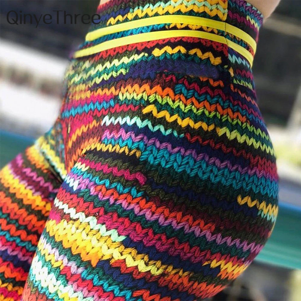 

New Original Knit Printing Leggings with 2 Yellow String on Waist and Colorful String Front Drop Shipping Leggin
