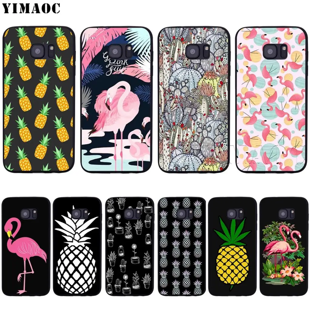 

YIMAOC Pineapple Flamingos Cactus Silicone Case for Samsung Galaxy S6 S7 S10e Edge S8 S9 Plus A3 A5 A6 A7 A8 A9 J6 Note 8 9 2018