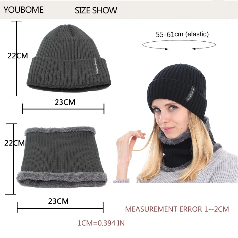 YOUBOME модные зимние Skullies Beanies, вязаная шапка, шарф, женские зимние шапки для мужчин и женщин, мешковатые теплые утолщенные шапки для девочек, шапки