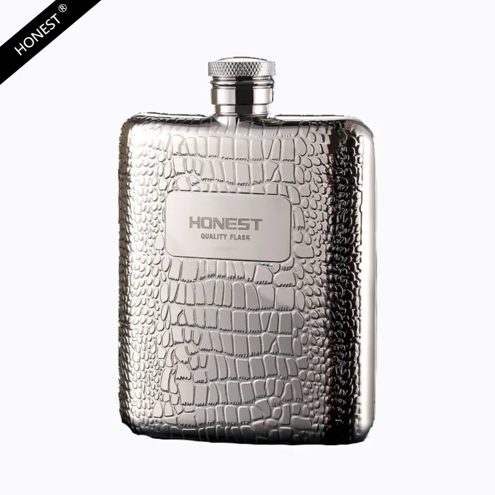 

Honest 6oz Portable Luxury Hip Flask Stainless Steel Flask Whiskey Liquor Pattern Style With Funnel And High Quality GIft Box