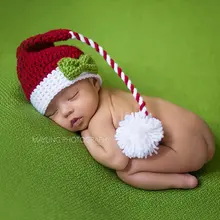 Рождество ребенка Эльф шляпа ручной вязки для маленьких мальчиков или для маленьких девочек Hat новорожденных Фото Опора
