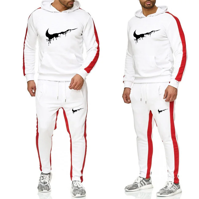2019 The New Brand Tracksuit Fashion Men Sportswear Two Piece Sets All Cotton Fleece Thick hoodie+Pants Sporting Suit 2019 The New Brand Tracksuit Fashion Men Sportswear Two Piece Sets All Cotton Fleece Thick hoodie+Pants Sporting Suit