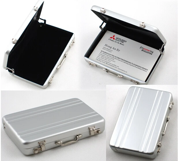 creative mini portable desk metal suitcase business id