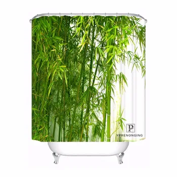 

Custom Bamboo Waterproof Shower Curtain Home Bath Bathroom s Hooks Polyester Fabric Multi Sizes180509-01