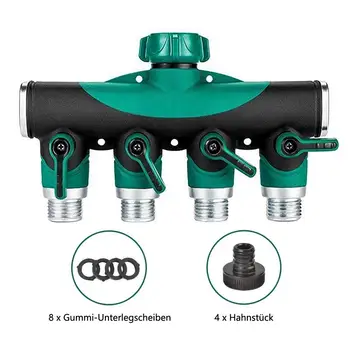 

BIFI-4-way distributor, water flow regulable and lockable - optimal faucet distributor for practical use in the garden, househ