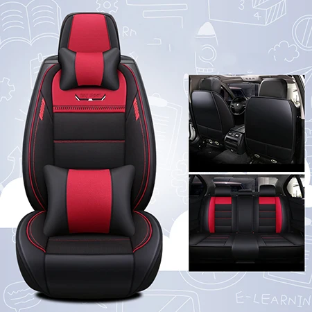 Red Deluxe Кожаные и лен авто чехлы на сиденья для чехол для Geely CK emgrand ec7 emgrand_ec7 sc7 МК кросс x7, Защитные чехлы для сидений, сшитые специально для roewe 360 550 rx5 - Название цвета: Red Deluxe