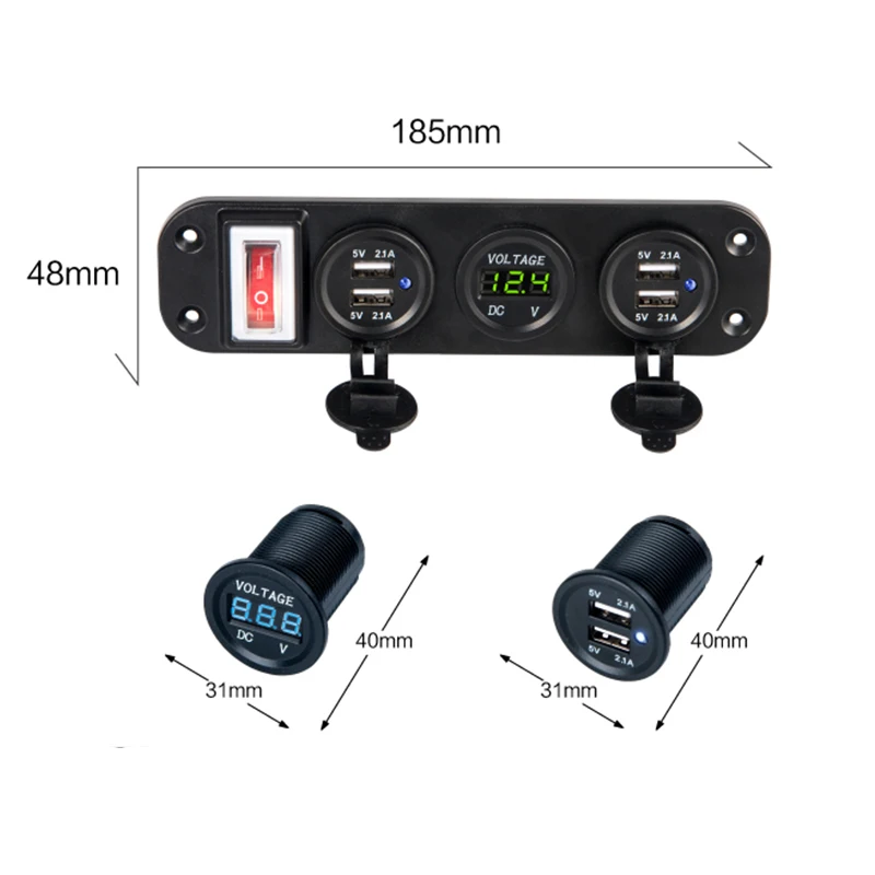 Водонепроницаемый 3 в 1 12 В 2.1A 4 USB порта зарядное устройство для автомобиля лодки