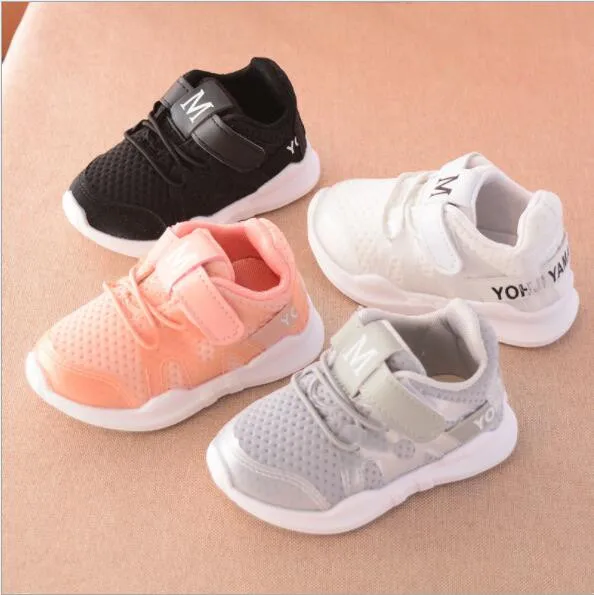 

2019 autumn new fashionable net breathable pink leisure sports running shoes for girls white shoes for boys brand kids shoes