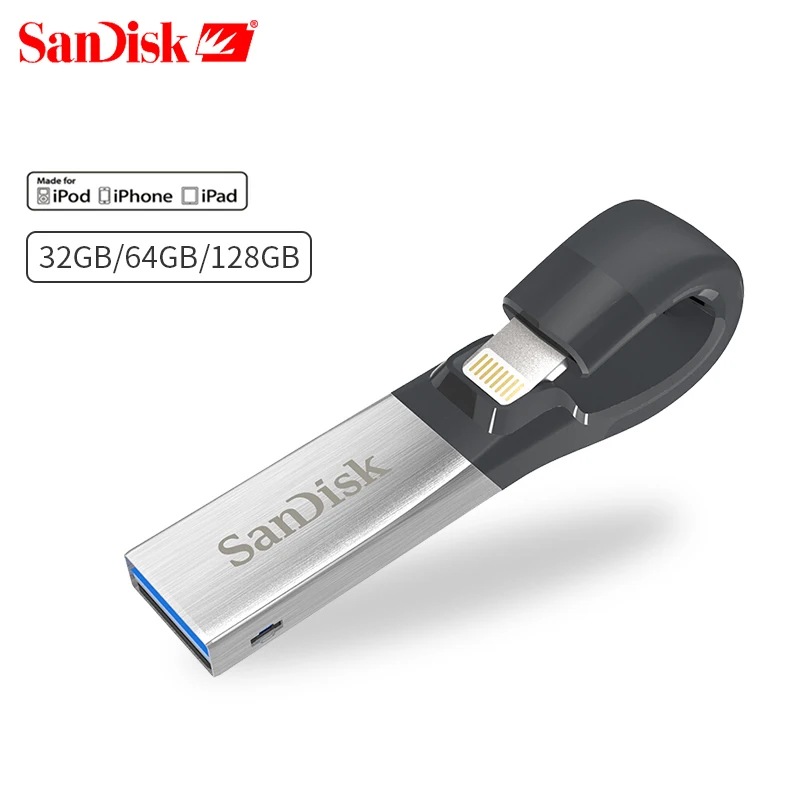 Дешево SanDisk font b USB b font флеш накопитель 128 Гб 64 ГБ 32 ГБ OTG USB3.0 SDIX30N флеш накопители lightning font b USB b font флешка Флешка для iPhone iPad iPod APPLE MFi