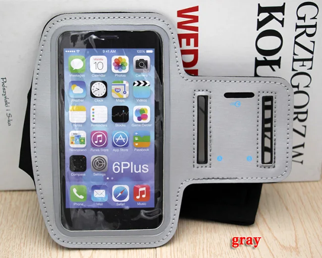 Универсальный 5," Водонепроницаемый чехол-держатель для мобильного телефона с защитой от пота для бега и бега для iPhone4 5S SE 6 6S 7Plus для samsung - Цвет: Серый