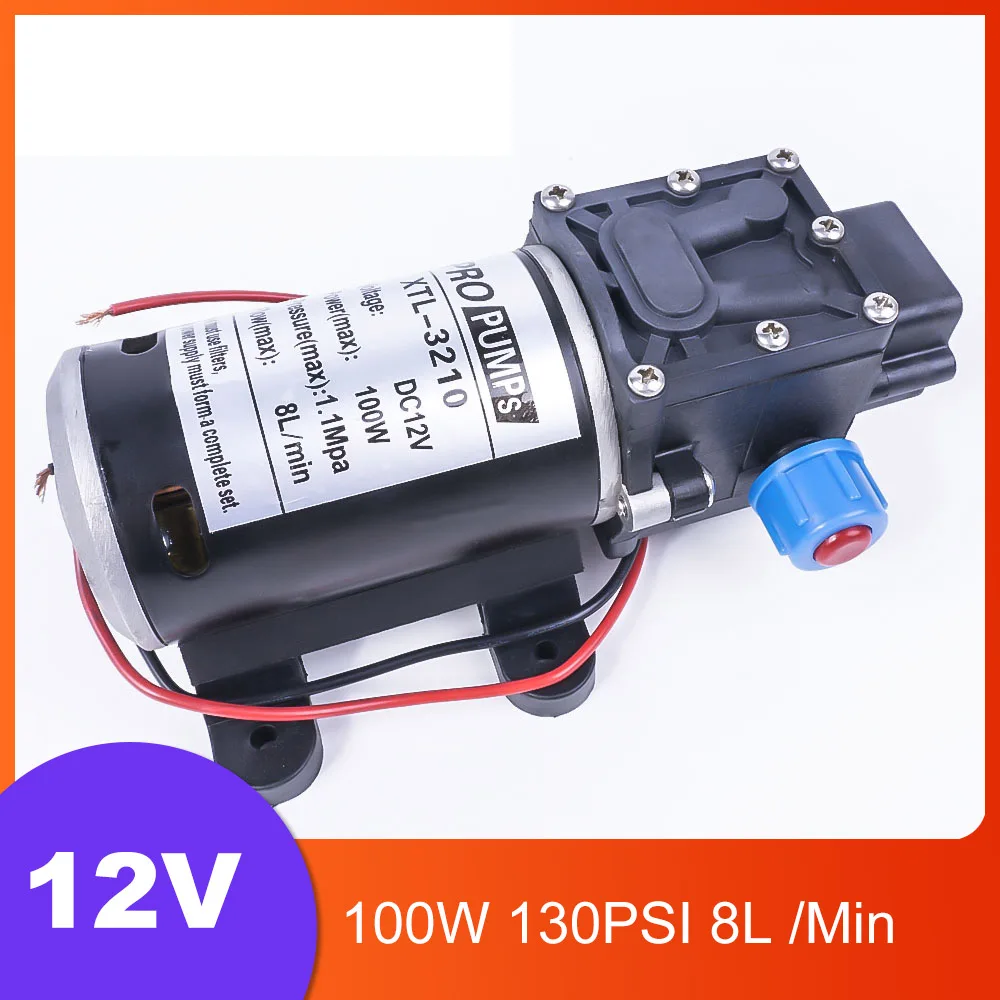 

DC 12V 100W 130PSI 8L /Min Water High Pressure Diaphragm Pump Self-Priming Pump Booster Automatic Switch For Garden Wagon Camper