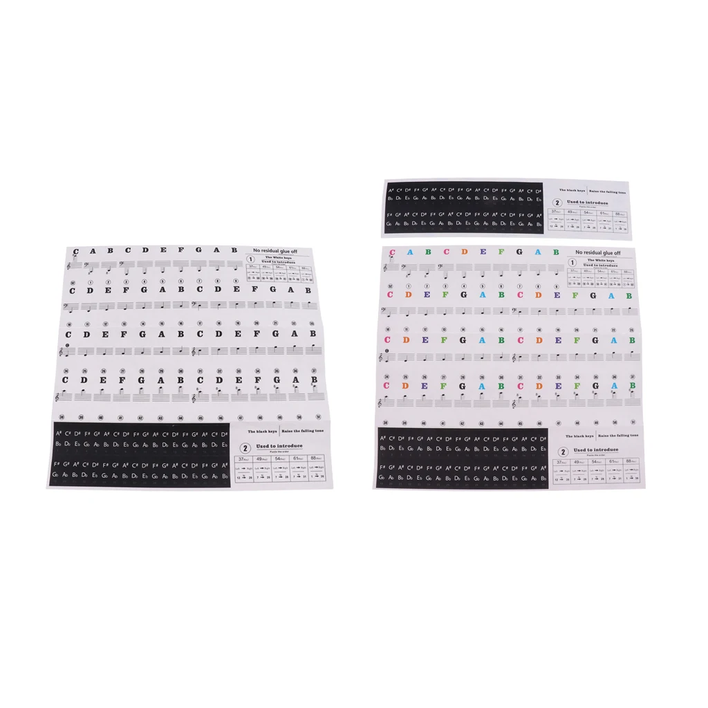Beginners Piano Sticker 49/54/61/88 Key Music Note Lables Decals for Electronic Piano Parts