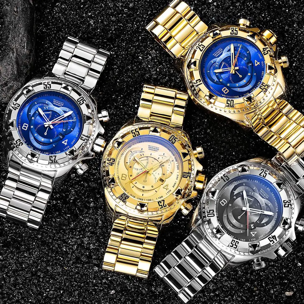 Новые мужские часы с большим циферблатом от известного люксового бренда, аналоговые кварцевые мужские часы, Серебряные наручные часы, мужские часы