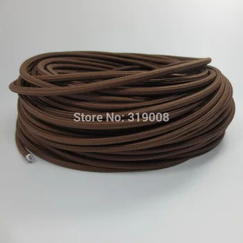 

2 wire 0.75 brown fabric braided cable pandant light wire lamp cord 50m/llot by free shipping
