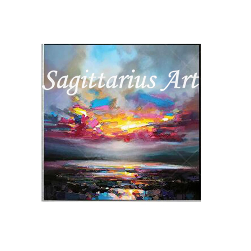 

High Quality Hand Painted Abstract Sunset Glow Acrylic Unique Modern Abstract Oil Painting Canvas Wall Living Room Art