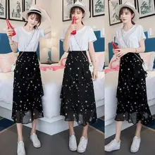 Летний Для женщин модная шифоновая Флористический с высокой талией Нерегулярные Макси юбки женские утепленные сапоги с гофрированным воротником, с юбкой-годе длинные юбки M36