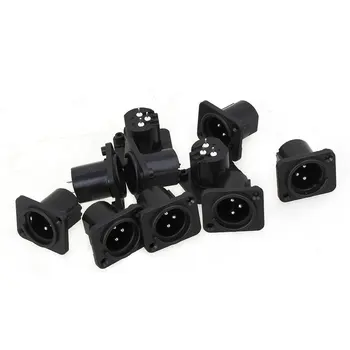 

32 X 26mm Faceplate Black XLR 3 Pin Panel Mount Male Chassis Socket Connector Pack of 10