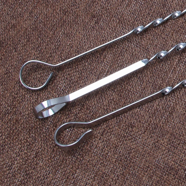 10 Db Rozsdamentes Acél Lapos Hús Nyárs A Kültéri Bbq Grillhez -Y102 - Image 6