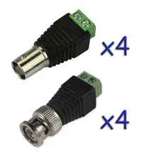 4 пары Коаксиальный CAT5 к BNC Мужской и Женский Джек видео балун разъем адаптер для 4CH системы