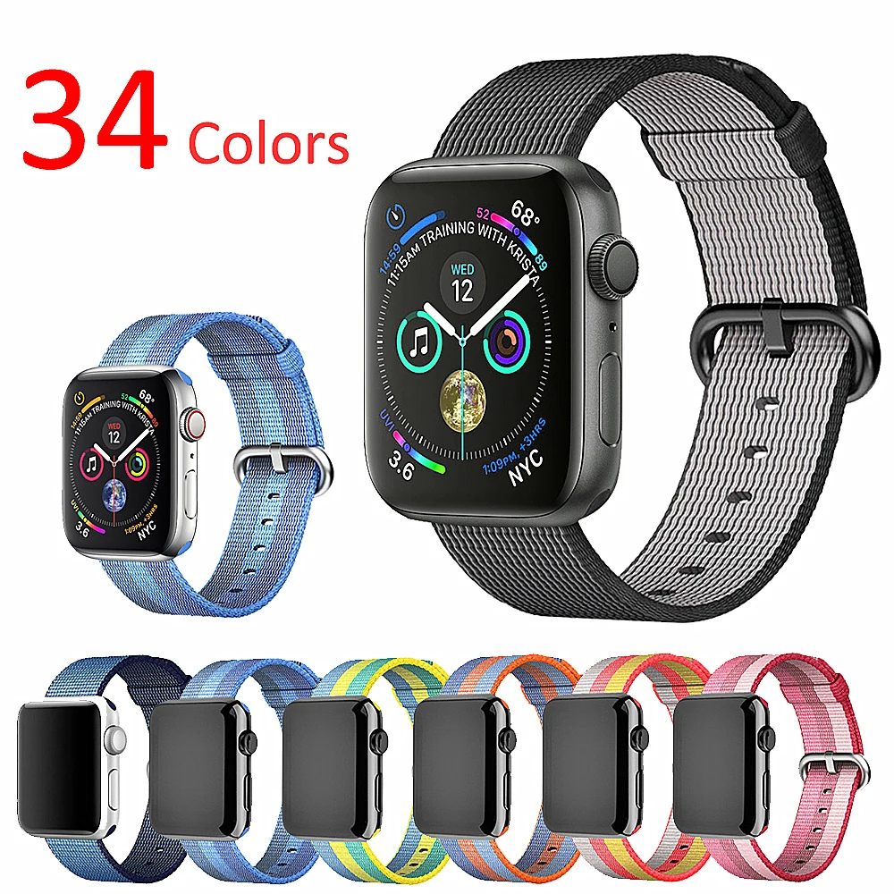 

Nylon Strap for Apple Watch Band 42mm 44 mm iWatch band 38mm 40mm Fabric Woven Nylon wacthband belt Bracelet Apple watch 4 3 2 1