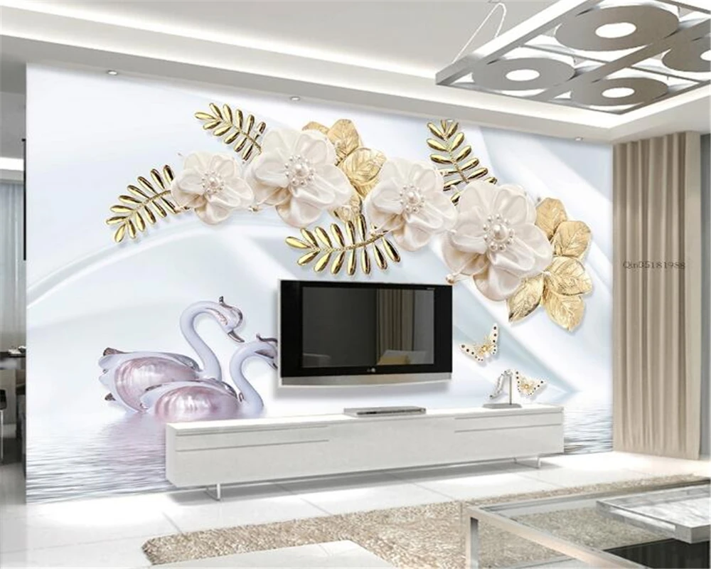 Beibehang Luxury jewelry flower swan 3d stereo TV background 3D wallpaper  home decoration murals photo wallpaper for walls 3 d|3d wallpaper|photo  wallpaperwallpaper for walls - AliExpress