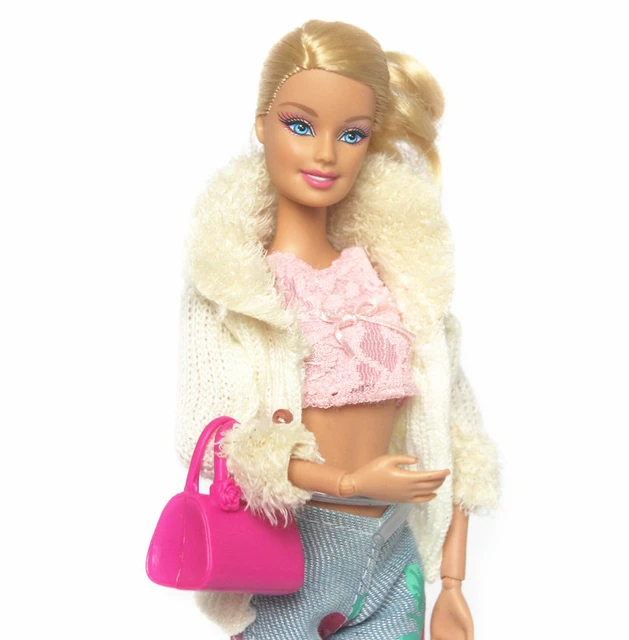 1 conjunto roupa de inverno artesanal cinza casaco mini saia meia camisa  branca calças boné sapatos saco acessórios roupas para boneca barbie -  AliExpress