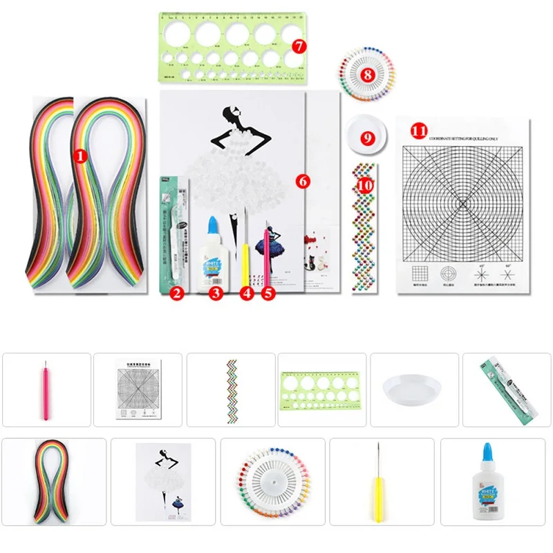 DIY Paper Handmade Tools Set Template Tweezer Pins Slotted Tool Kit ...