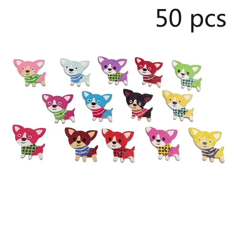 

50 PCS Cartoon Dog Painted Buttons Decorative Buttons for Sewing Scrapbooking Decorative Crafts Cartoon Dog Pattern Buttons