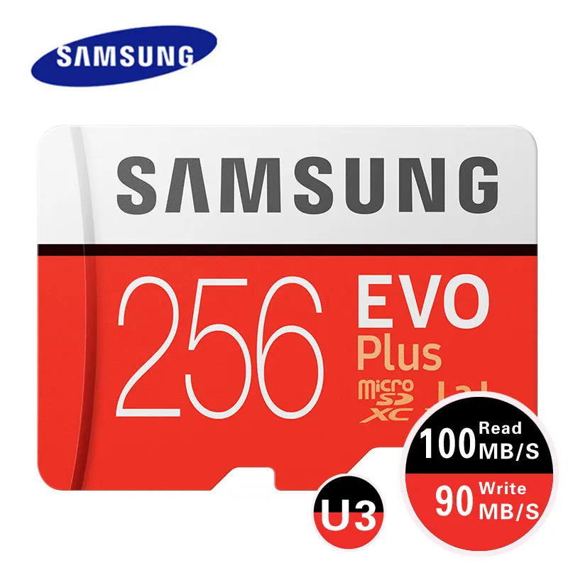 SAMSUNG карта памяти Micro SD карта, 32 ГБ, 64 ГБ 128 256 г Class10 EVO Plus карты памяти SDHC/SDXC 100 МБ/с. TF карт Trans Flash MicroSD карты