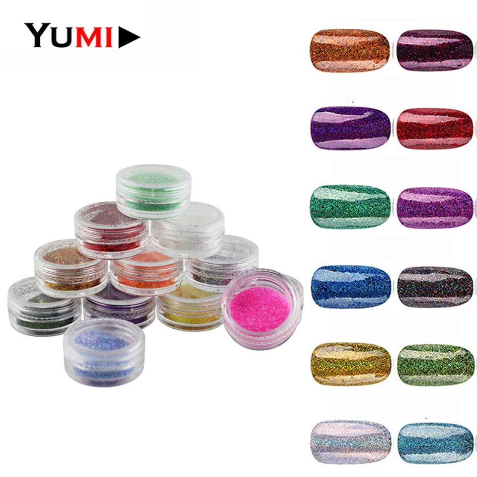 

12 Colors Fashion 3D Nail Design Glitter Decoration Sequins Powder Gel Colorful Sugar Pigment Mix Dust Polish Kit Set Tools