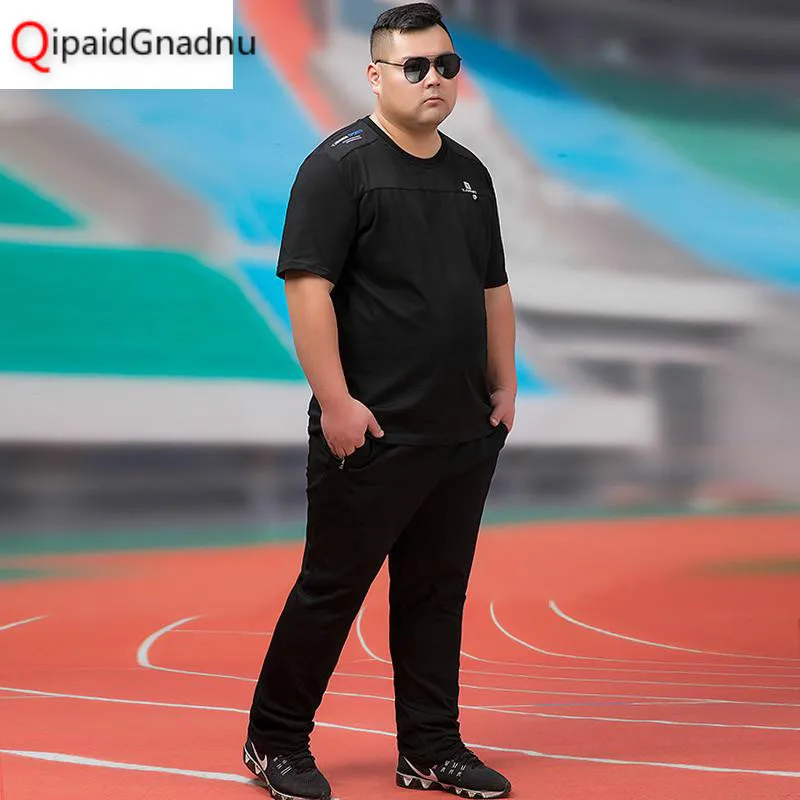 

2019 New Men's Spring Summer T shirt Tracksuit Set Male Pants Sweatshirt Sweatpants High Street Jackets Sets Sport Size XL-8XL