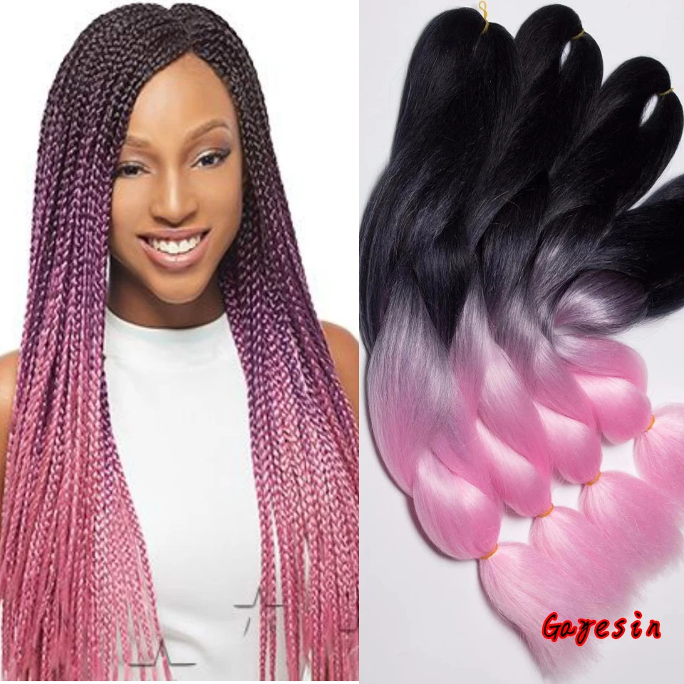 Hot Selling 60cm Ombre Kanekalon Braiding Hair 1 10pcs Black