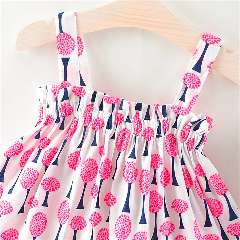 BibiCola/комплект летней одежды для девочек, детский спортивный костюм платья с принтом+ шорты из полипропилена модный костюм Одежда для девочек без рукавов
