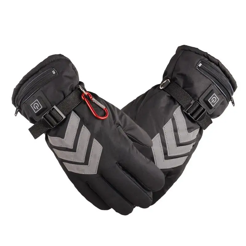 Electric Heated Gloves Reflective Duty Motorcycle Warm Outdoor Sport Waterproof Skiing Gloves