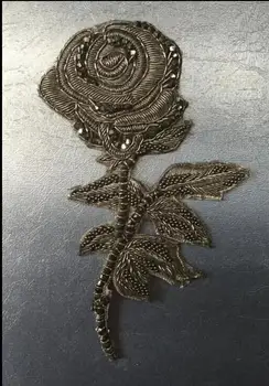 

Flower Rose Silk Emboridered Patches Fashion India Silk Wire Handmade Embroidered Badge Fabric Patch Fashion Clothing Decoration