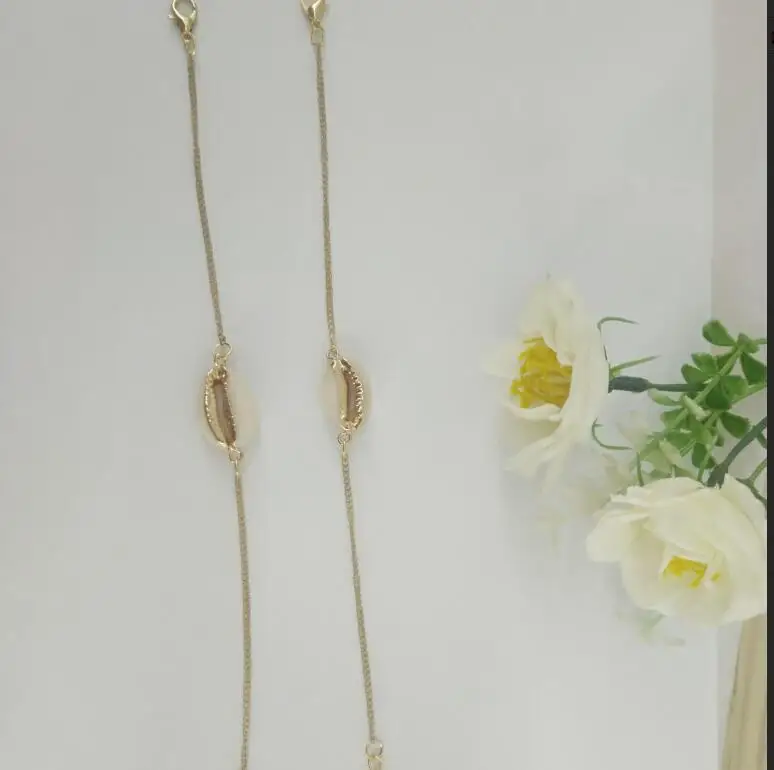 5 шт. модный стиль золотой цвет Подлинная раковина Каури браслет в регулируемой модной цепочке браслет для женщин