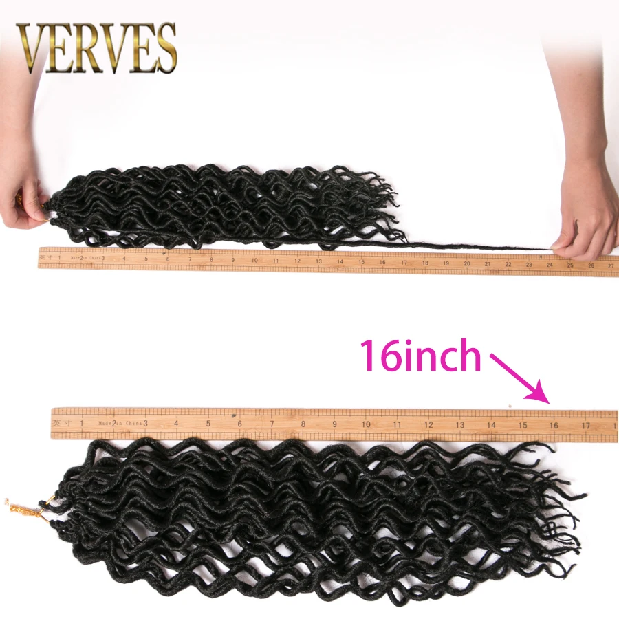 VERVES Faux locs Curly ponytaiHair, 16 дюймов, вязанные волосы, 75 г/упак., 24 пряди/упаковка, синтетические плетеные волосы для наращивания