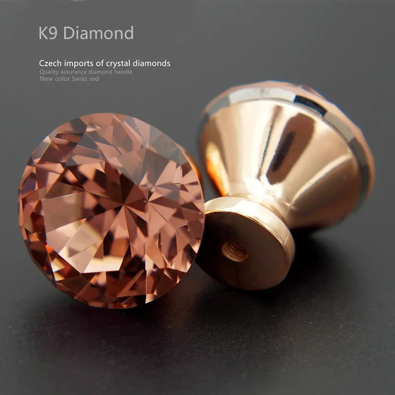 10 Pcs Rose Gold Diamond Shape Design Crystal Glass Knobs Cupboard