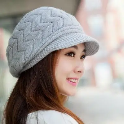 BING YUAN HAO XUAN, вязанная шапка, женские зимние шапки для женщин, женская шапка, шапки для девушек, шапки Skullies, женская шапка, SnapBack, теплая шерстяная шапка - Цвет: grey